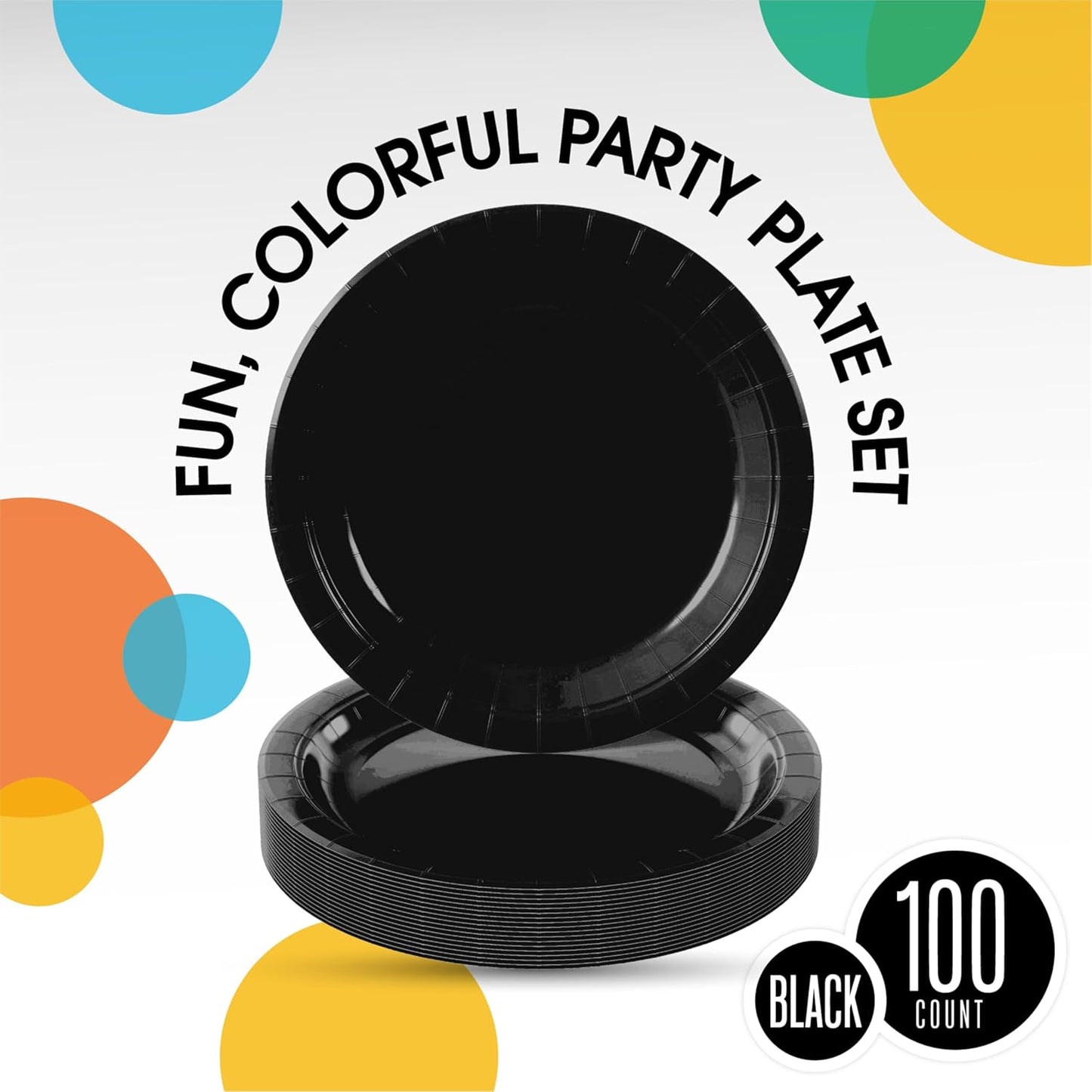 Exquisite Black Paper Plates Disposable Heavy Duty 10 Inch Black Disposable Plates For Party 100 Pcs Heavy Duty Paper Plate 350 GSM, Birthday Party Supplies Plate Set
