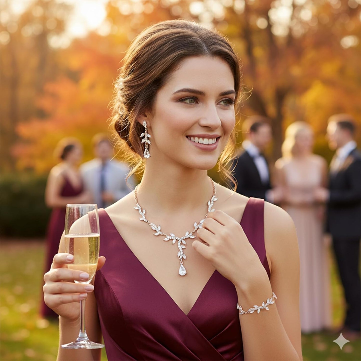 Crystal Necklace Earrings Bracelet Rhinestone Choker Necklace Bridal Wedding Jewelry Set For Brides Bridesmaid Women Party Accessory