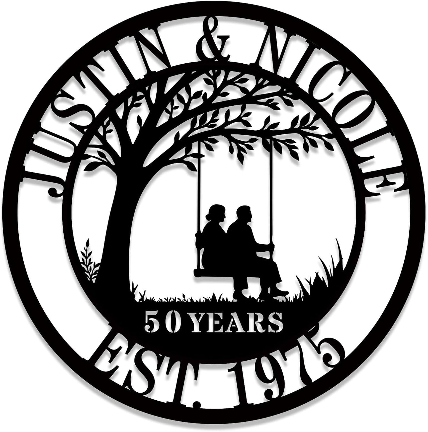 Personalized 50th/60th/25th/30th/40th/10th Anniversary Wedding Gifts for Couple Parent Husband Wife, Wedding Gifts for Couples, Custom Metal Name Signs, House Warming Gifts New Home