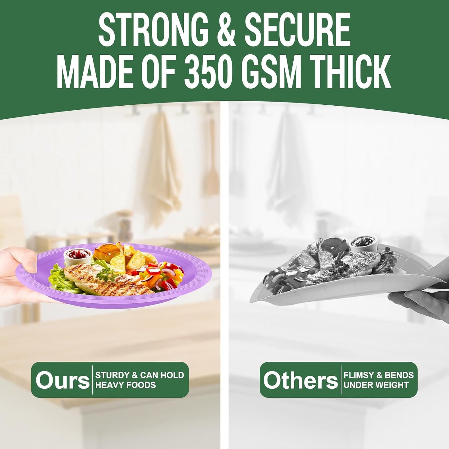 50 Lavender Plastic Plates For Party, Includes 25-9" & 25-7" Cake Dessert Plastic Dinner Plates Disposable For Party Supplies