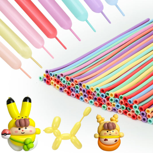 100Pcs 260 Balloons Pastel Color Long Balloons for Balloon Garland Thickening Skinny Latex Twisting Animals Modeling Magic Balloon for Weddings Birthdays Clowns Christmas Party Decorations