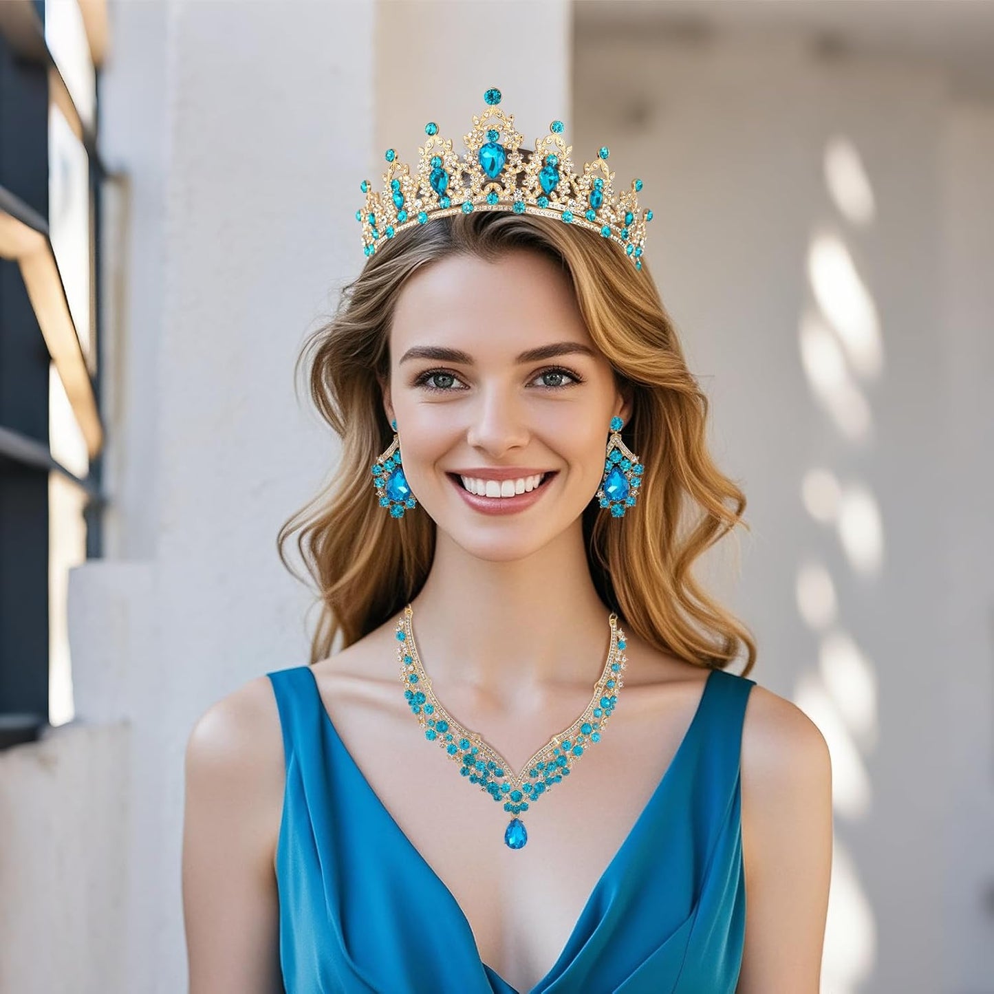 Crowns and Tiaras jewelry sets for Wedding princess birthday party Halloween Prom Pageant Jewelry for Women Crystal Bridal Jewelry Set for women