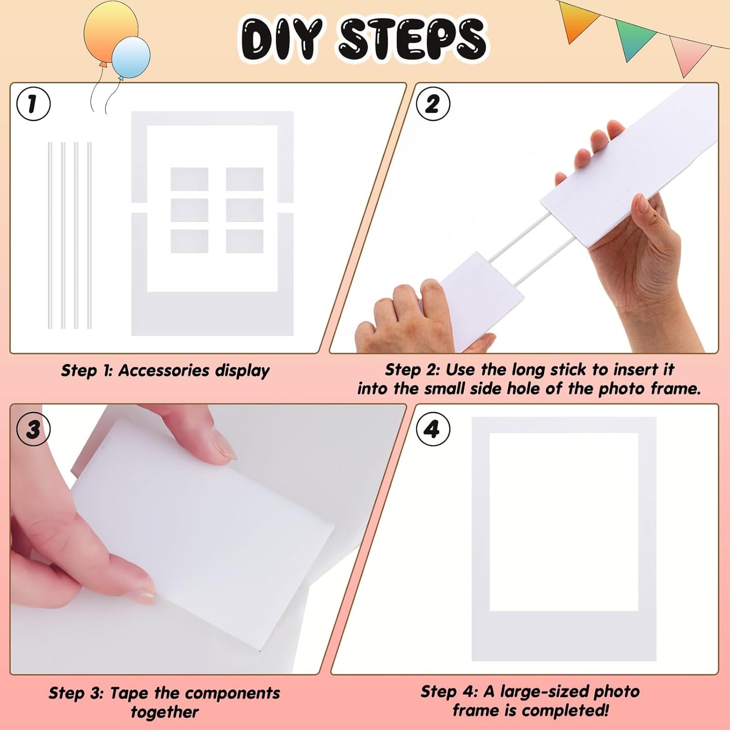 32 x 24 Inch Photo Booth Selfie Frame Prop Booth for Birthday Event Parties Large Blank DIY Cutout Props for Funny Decoration Christmas, Holiday Supplies