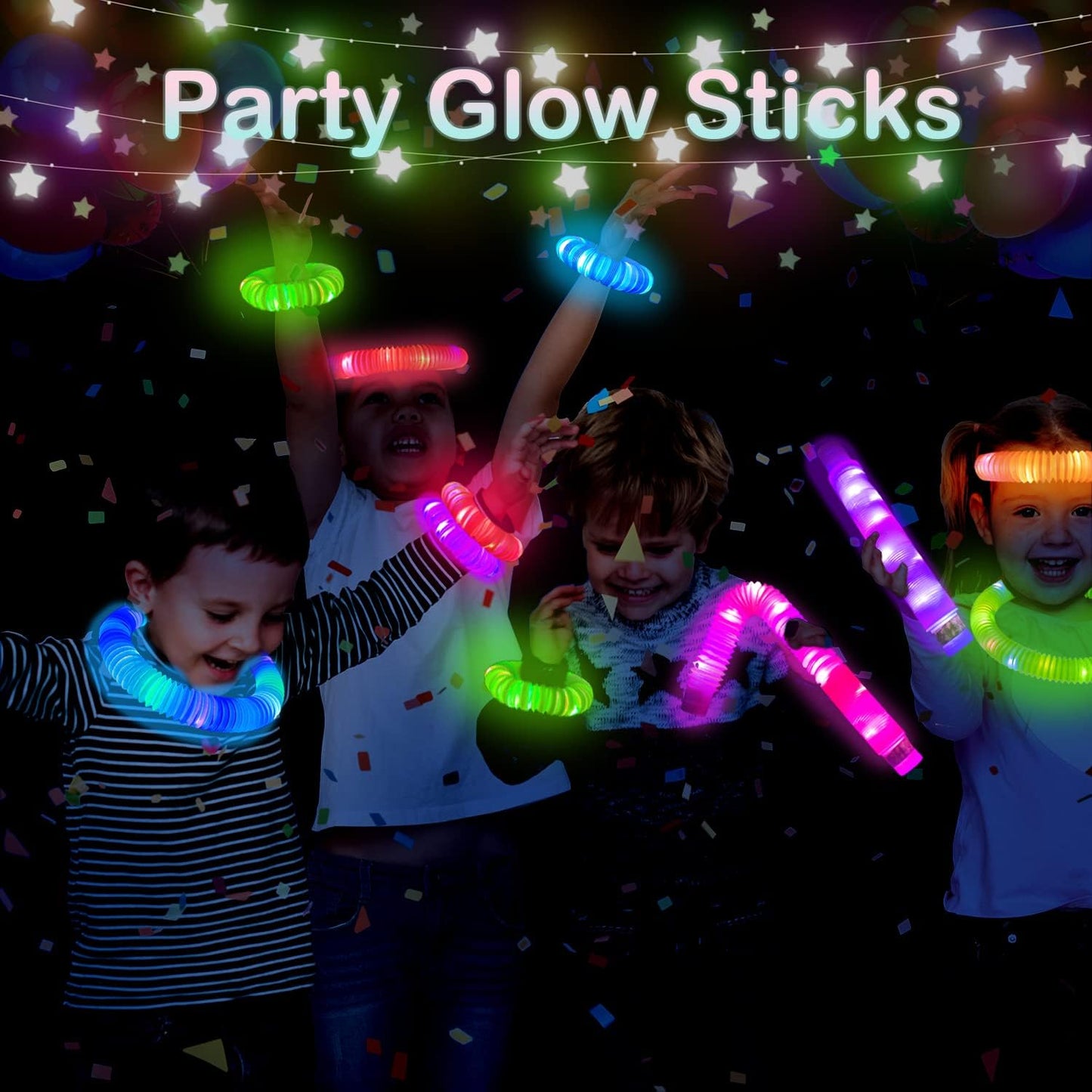 24 PCS Light Up Party Favors Supplies for Kids 4-8-12,Bulk Christmas Glow Sticks Bracelet Necklace Accessories for Toddlers,Birthday Return Gifts,Classroom Treats Goodie Bag Stuffers for Boys Girls