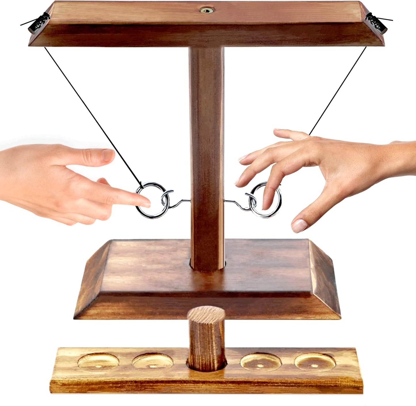 Hook and Ring Game with Shot Ladder, Ring Toss Game for Adults, Wooden Ring Hook Tossing Game Yard Games, Indoor Outdoor Games for Adults Party, Home, Patio