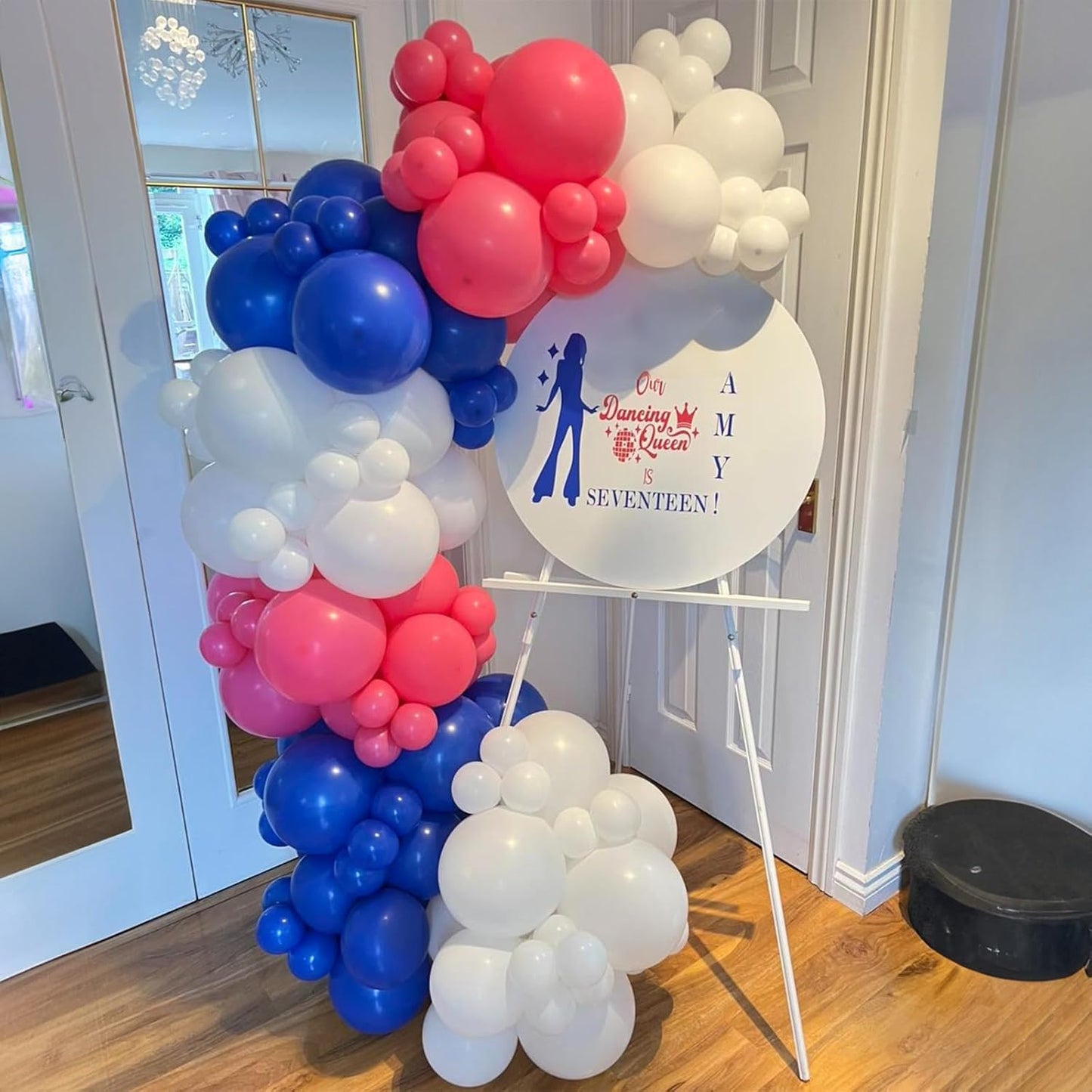 Pink Blue White Balloons, 12 Inch Royal Blue Hot Pink Fuchsia Pearl White Clear Latex Party Helium Balloon for Girls Berry Blueberry Baby Shower Gender Reveal Birthday Pool Tropical Party Decorations