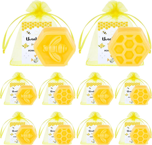 Lounsweer 48 Set Christmas Baby Shower Favors Honeycomb Soap Bar Gift Set for Guest Scented Soap with Card Bags for Gender Reveal Holiday Wedding Birthday Honey Keepsakes Decorations(Bee Honeycomb)