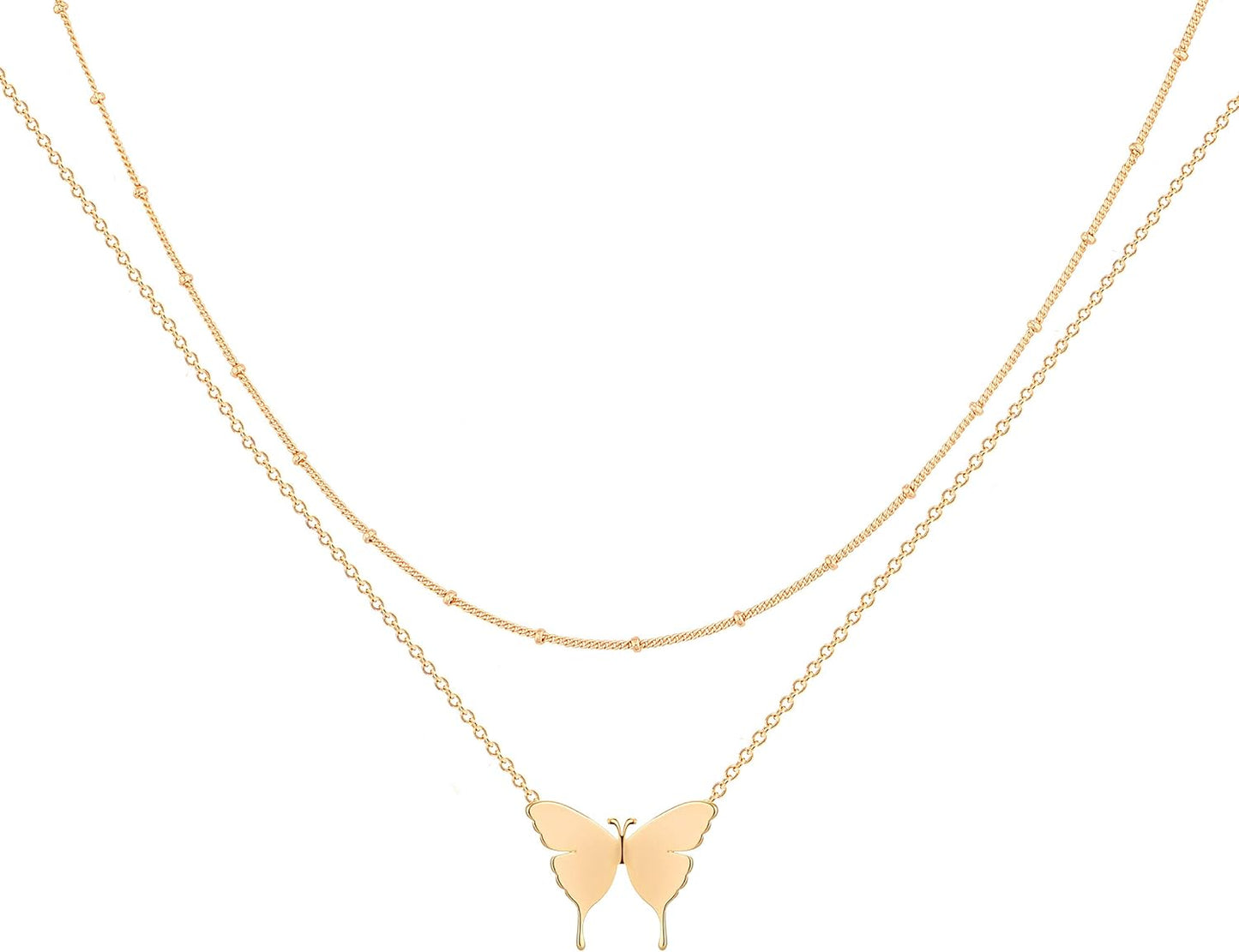MEVECCO Layered Heart Necklace Pendant Handmade 18k Gold Plated Dainty Gold Choker Arrow Bar Layering Long Necklace for Women