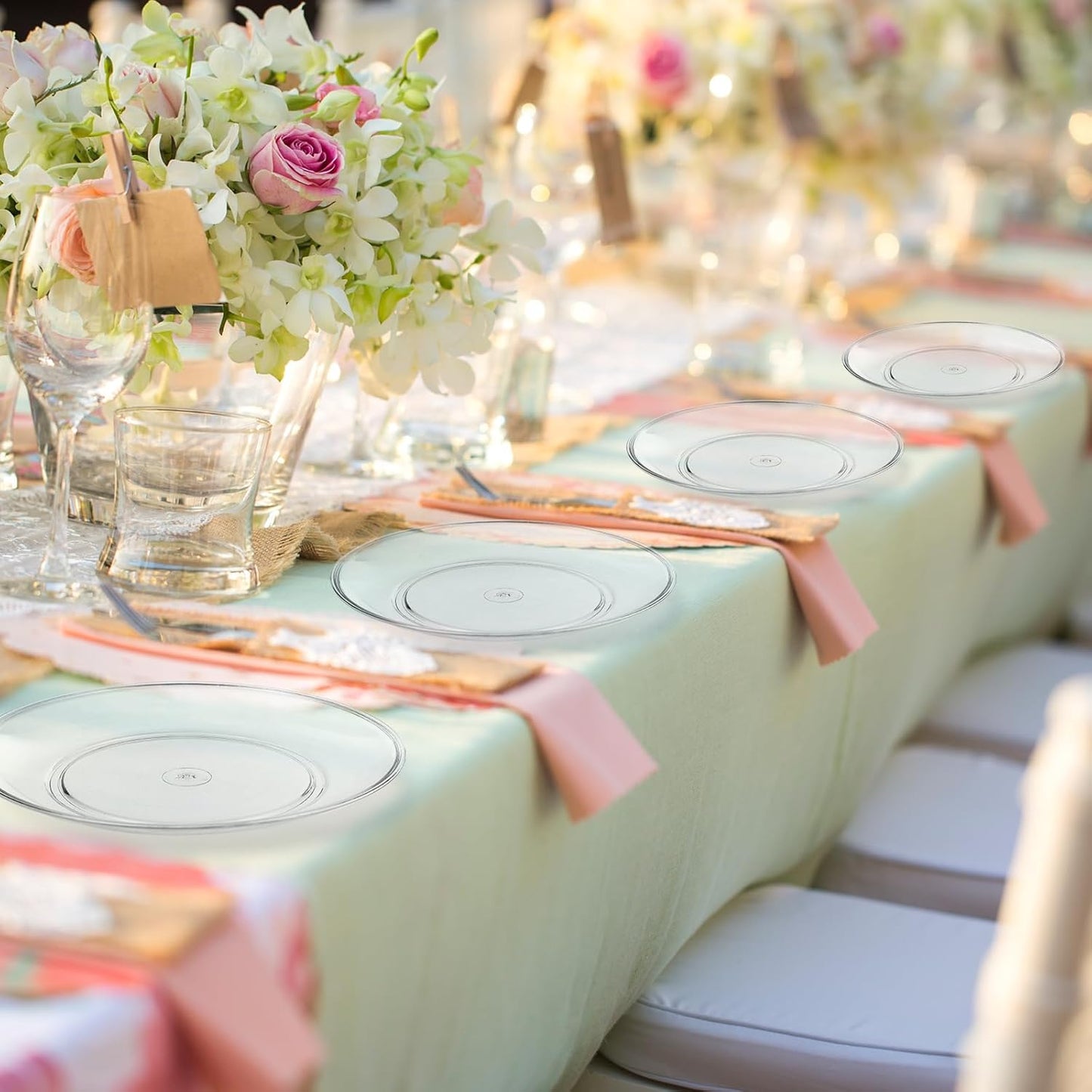 Mimorou 300 Pcs Clear Plastic Dessert Plates 5.5 Inch Disposable Cake Plates Small Party Dishes Bulk Clear Round Dishes for Wedding Dinner Appetizers BBQ Travel Catering Events