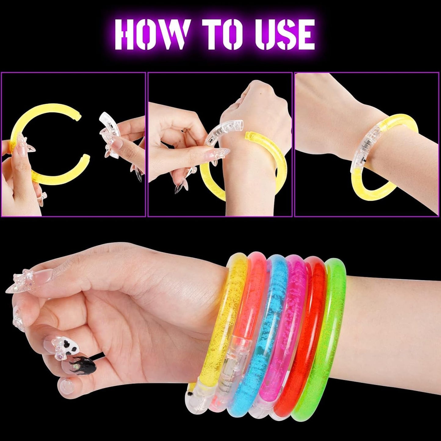 24Pcs Glow in the Dark Party Supplies for Kids/Adults, Flashing Light up Toys LED Bracelets Christmas Glow Sticks, Mardi Gras Party Favors Carnival Birthday Concert Gifts Accessory