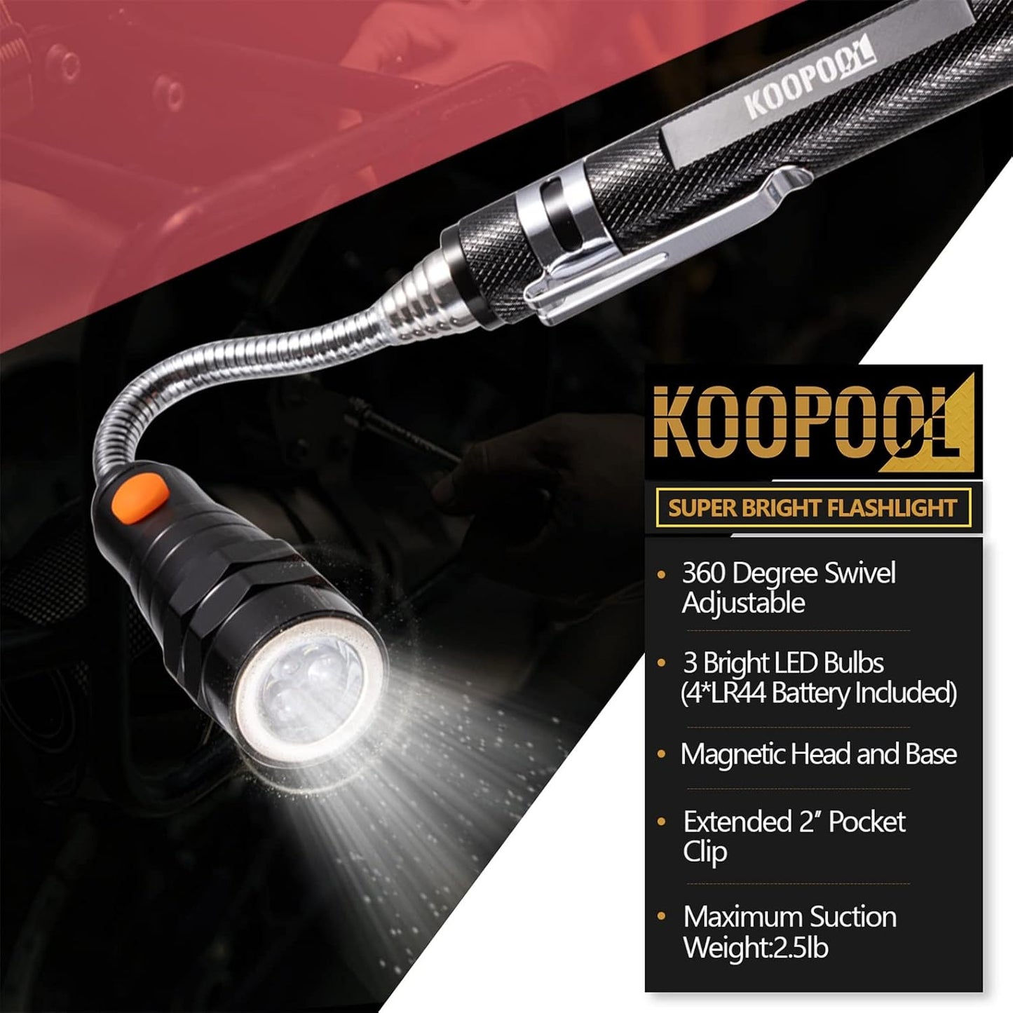 Telescoping Magnetic Pickup Tool Set, Inspection Mirror Telescoping, LED Flashlight, Cool Gadgets for Men, Gifts for Dad, Husband, Kids, Boyfriend, Magnet Stick