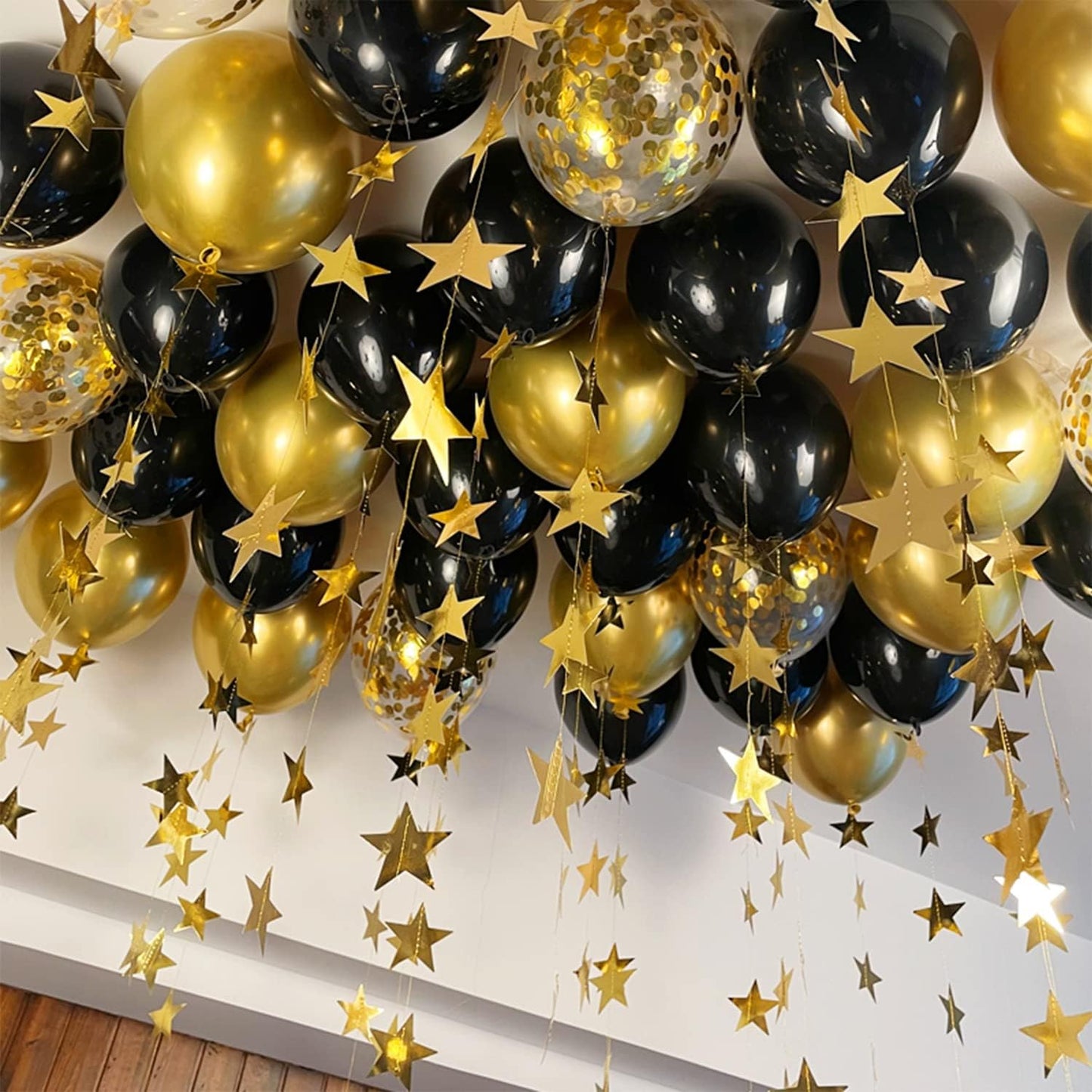 CANREVEL 120pcs Black and Gold Balloons Confetti Metallic Black Gold Latex Balloons Garland kit for Birthday Graduation Wedding Anniversaries Bachelorette Party Decorations