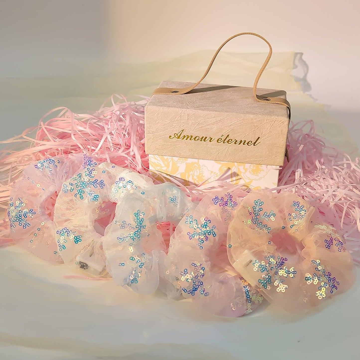 Light Up Scrunchies, Hair Accessories for Girls & Women with Gift Box, Christmas LED Hair Tie for Birthday, Glow in The Dark Party Favors - Gifts for Girls Daughter, Niece, Granddaughter