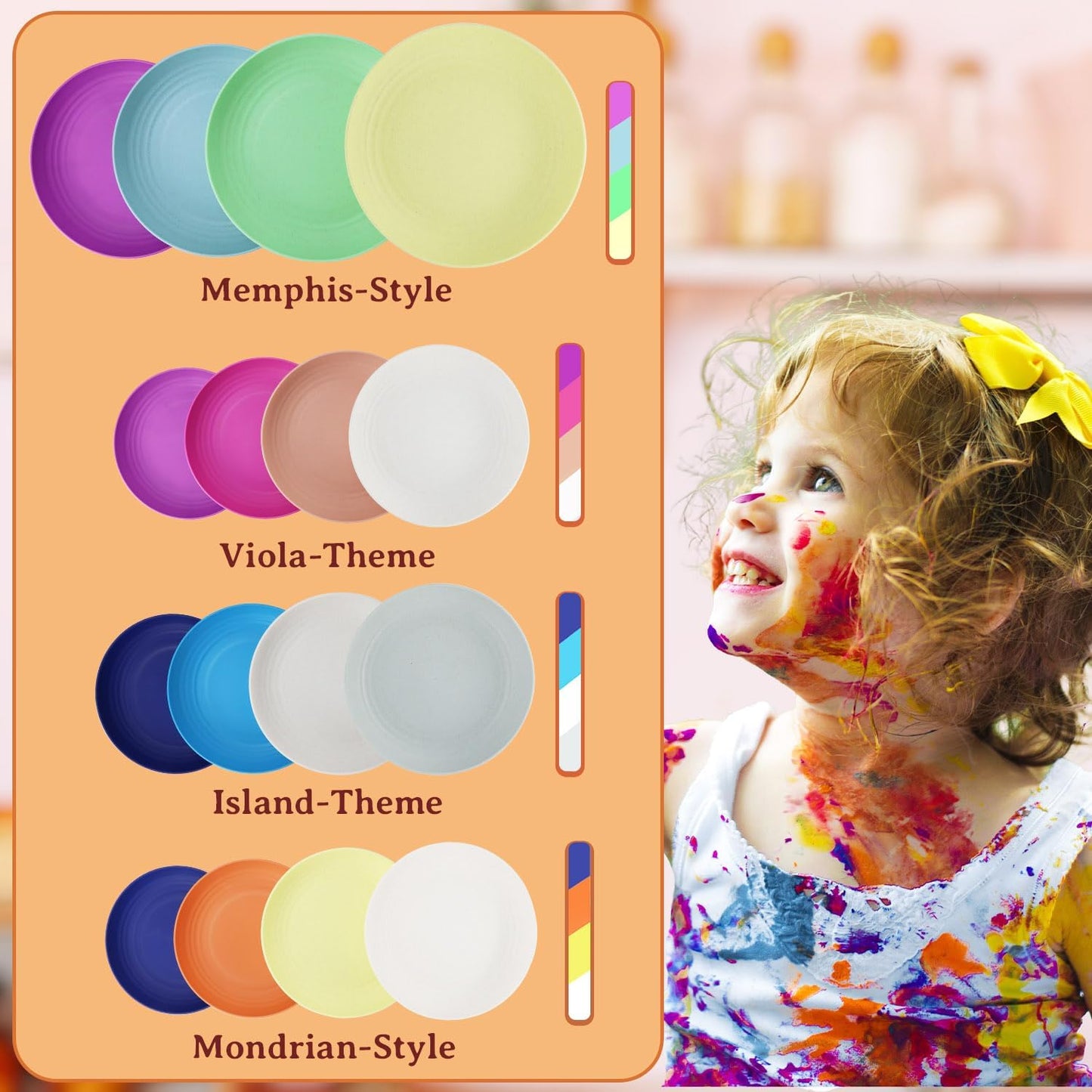 Homienly Wheat Straw Small Plates, Dessert Plates Set of 8, Wheat Straw Appetizer Plate for Snack, Side Dish, Unbreakable Microwave and Dishwasher Safe Mini Plate Set (5.7 inch, Memphis)