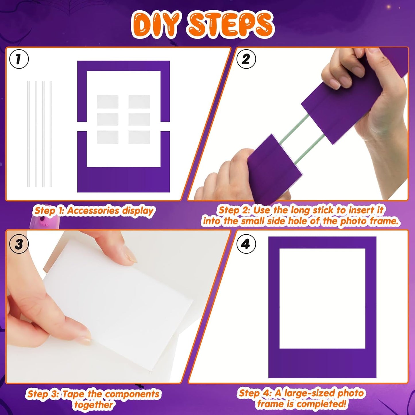 32 x 24 Inch Photo Booth Selfie Frame Prop Booth for Birthday Event Parties Large Blank DIY Cutout Props for Funny Decoration Christmas, Holiday Supplies(Purple,Vertical)