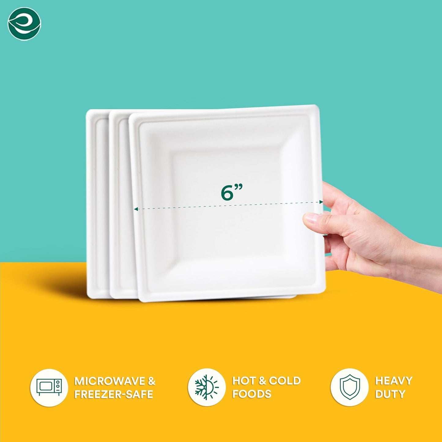 ECO SOUL Compostable Paper Plates 6 Inch (400 Count) Heavy Duty Disposable Dessert Plates, Eco-Friendly Sugarcane Bagasse Small Plates For Appetizer- White