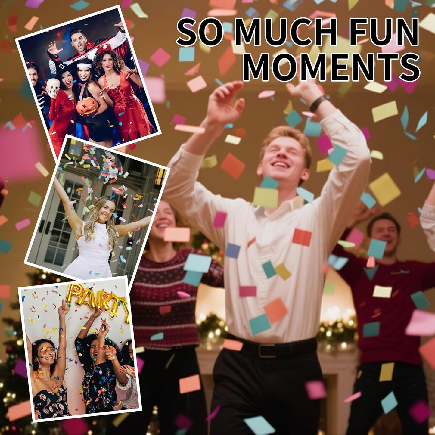 Confetti Poppers Biodegradable Confetti Cannon, 6 Pack WERISE Party Poppers Multicolor Confetti Shooters for Birthday, Christmas Eve, New Year Celebration and Wedding Parties 12 Inch