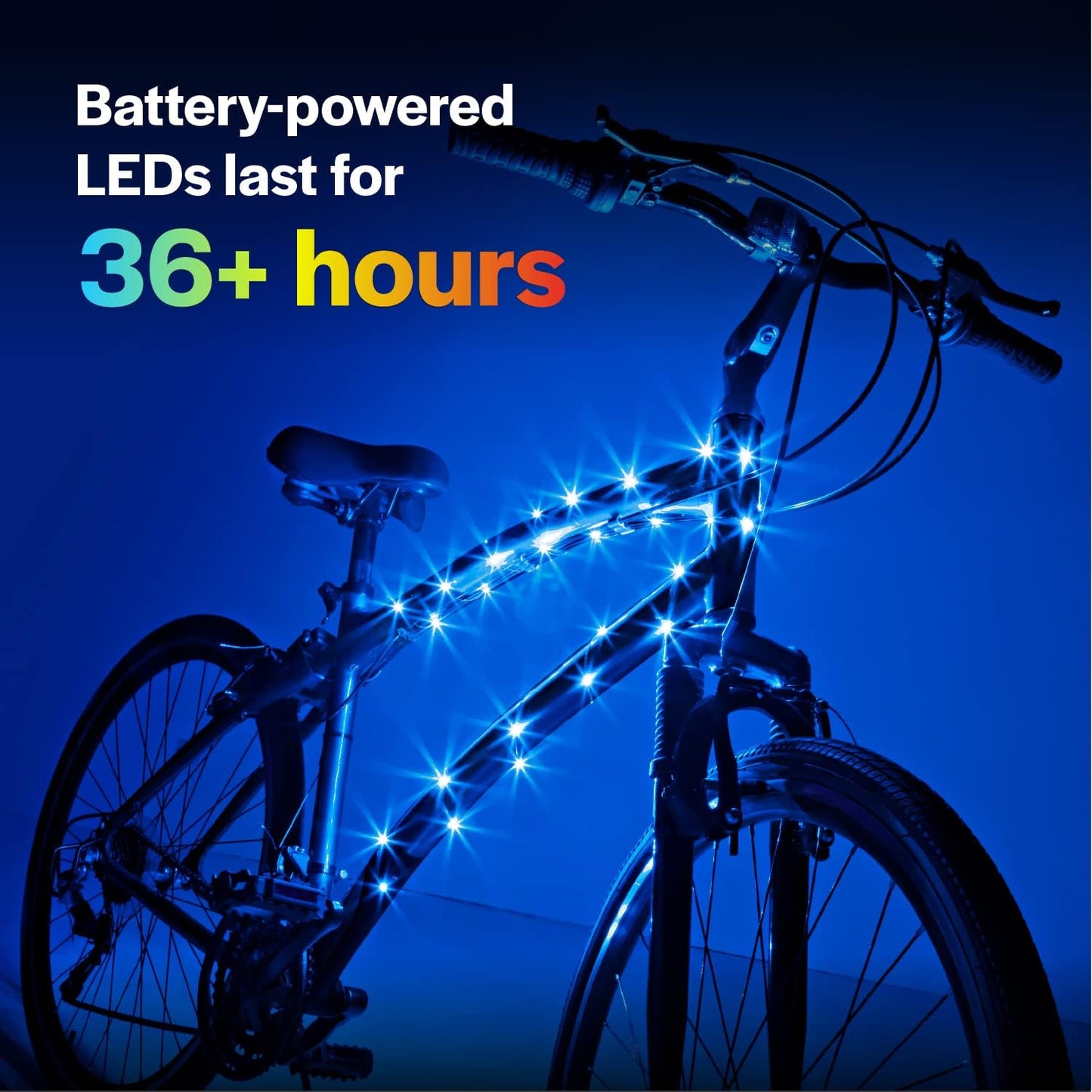 Brightz CosmicBrightz LED Bike Frame Rope Light - 6.5-Foot String Rope - Battery-Powered with On/Off Switch - Ultra Bright Color Keeps Your Ride Fun and Safe for Kids, Teens, & Adults