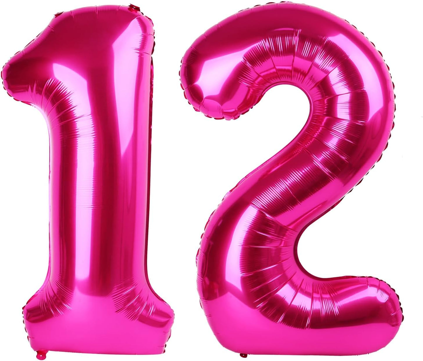 Hot Pink Number 12 Balloons 40 inch, 12 Number Balloons, 12th Birthday Decorations for Girls 12 Year Old Hot Pink Party Supplies