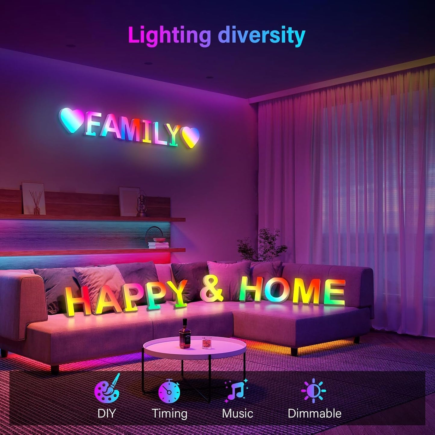 Light Up Marquee Letter - Music Sync RGB Color Changing LED Lights Logo Game Lights for Girls Women Party Birthday Christmas Valentine's Day Wall Desktop Decoration