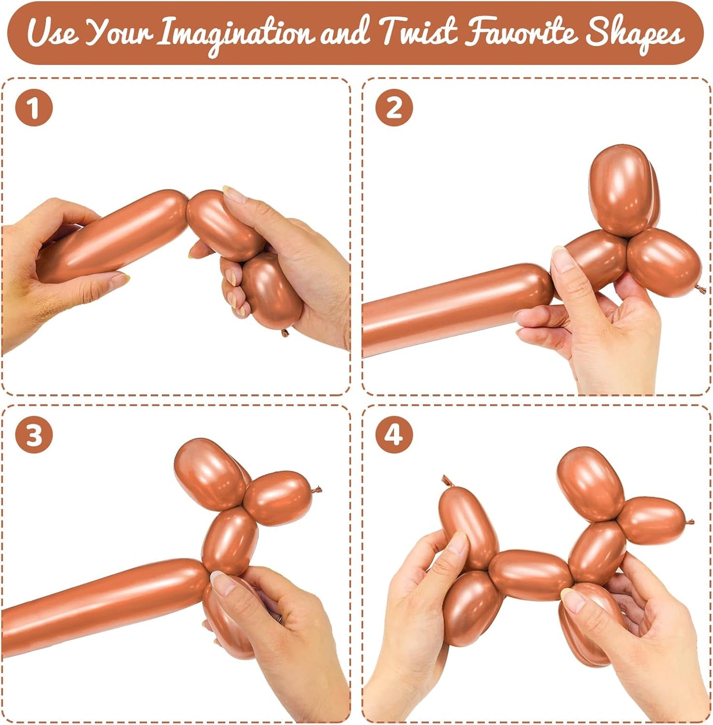 100Pcs Metallic 260 Balloons, Champagne Gold Chrome Long Balloon for Animals, 260 Art Ballon for Twisting, Skinny Modeling Supplies for Birthday Party Wedding Festival. Champagne Gold