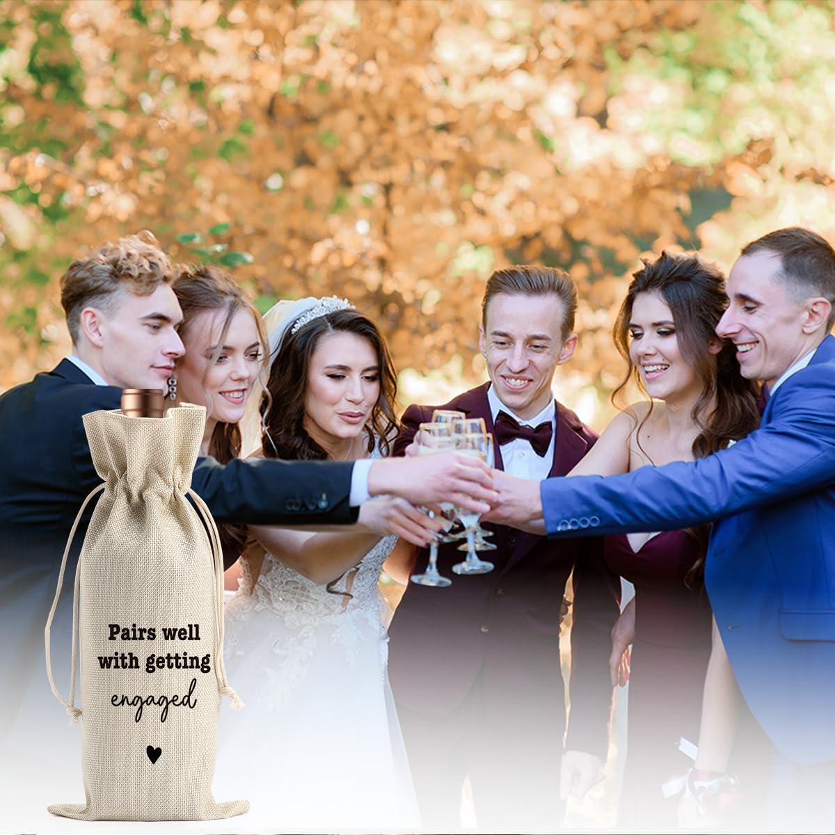 Engagement Wine Gift Bag Wedding Engaged Gifts for Newlyweds Couple Women Men Bridal Shower Gifts for Bride and Groom Pairs Well with Wedding Planning Getting Engaged Wine Bags