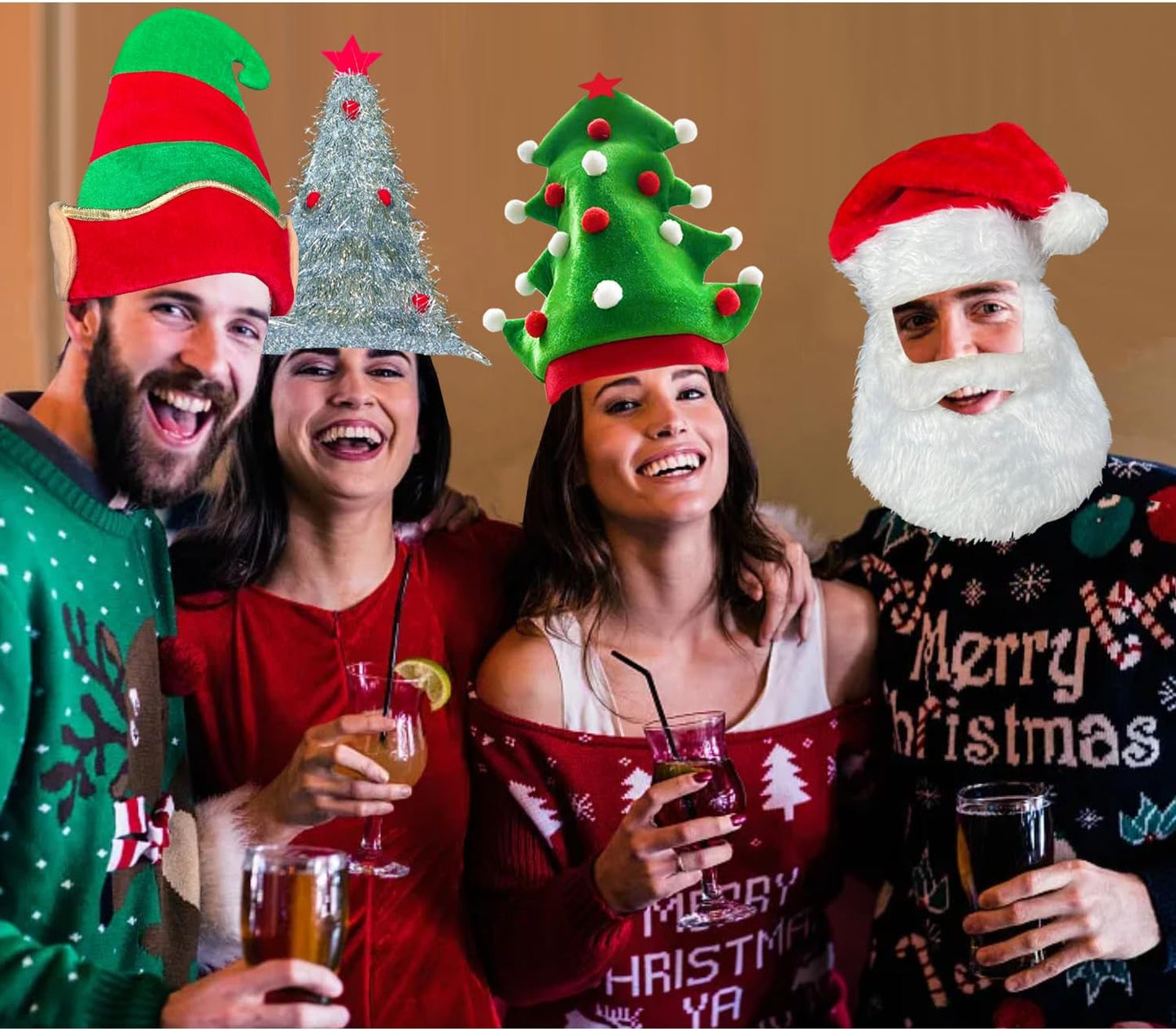 12 Assorted Funny Christmas Hats Santa Elf Hat Christmas Photo Booth Props Costume Hats for Adult Teen