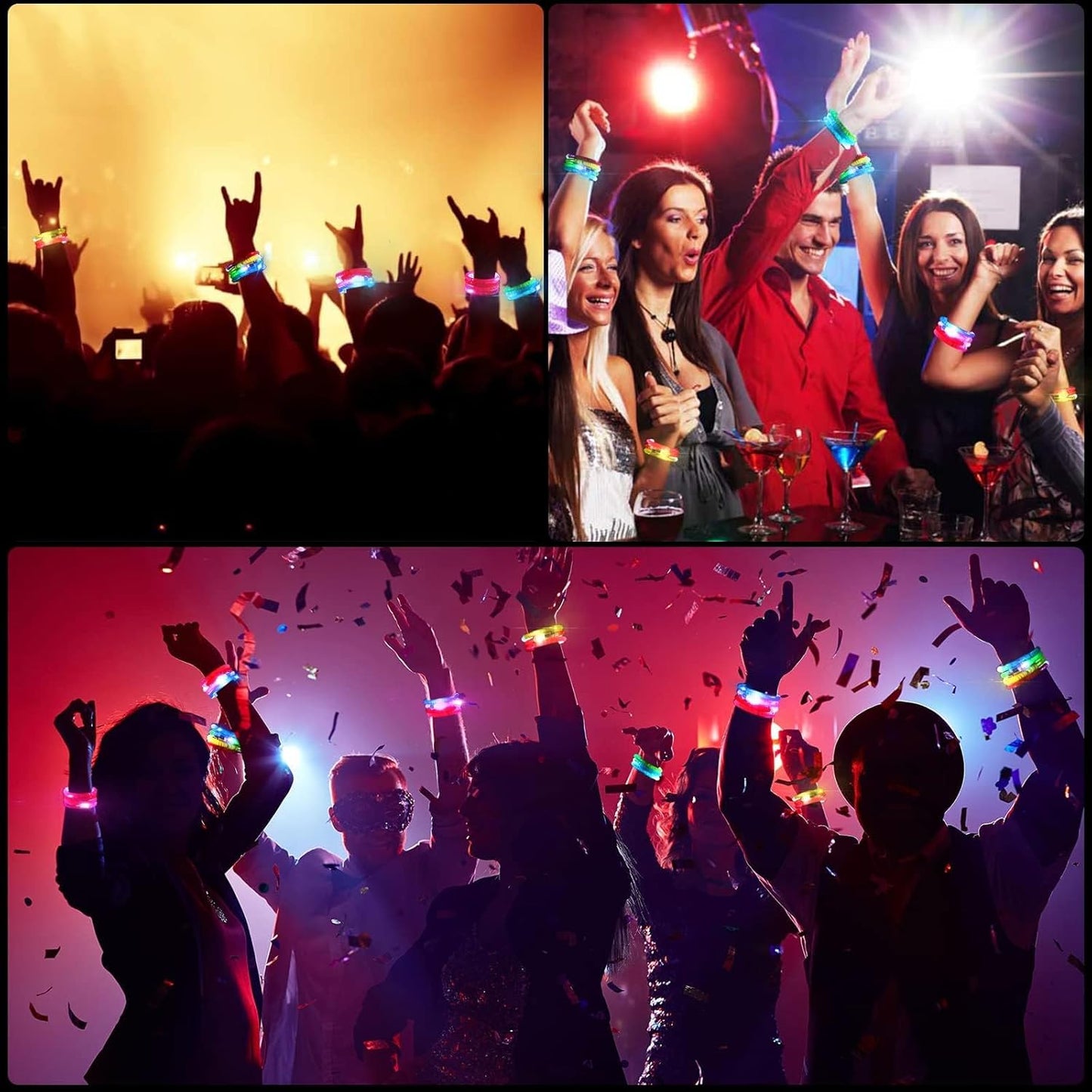 24Pcs Glow in the Dark Party Supplies for Kids/Adults, Flashing Light up Toys LED Bracelets Christmas Glow Sticks, Mardi Gras Party Favors Carnival Birthday Concert Gifts Accessory