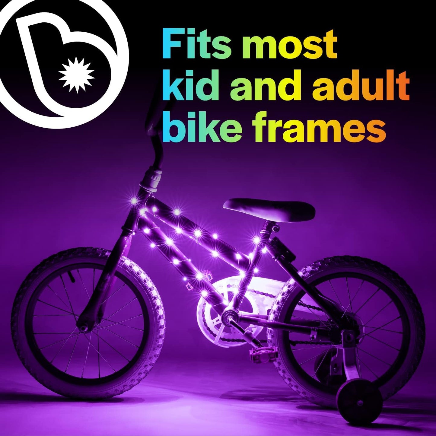 Brightz CosmicBrightz LED Bike Frame Rope Light - 6.5-Foot String Rope - Battery-Powered with On/Off Switch - Ultra Bright Color Keeps Your Ride Fun and Safe for Kids, Teens, & Adults