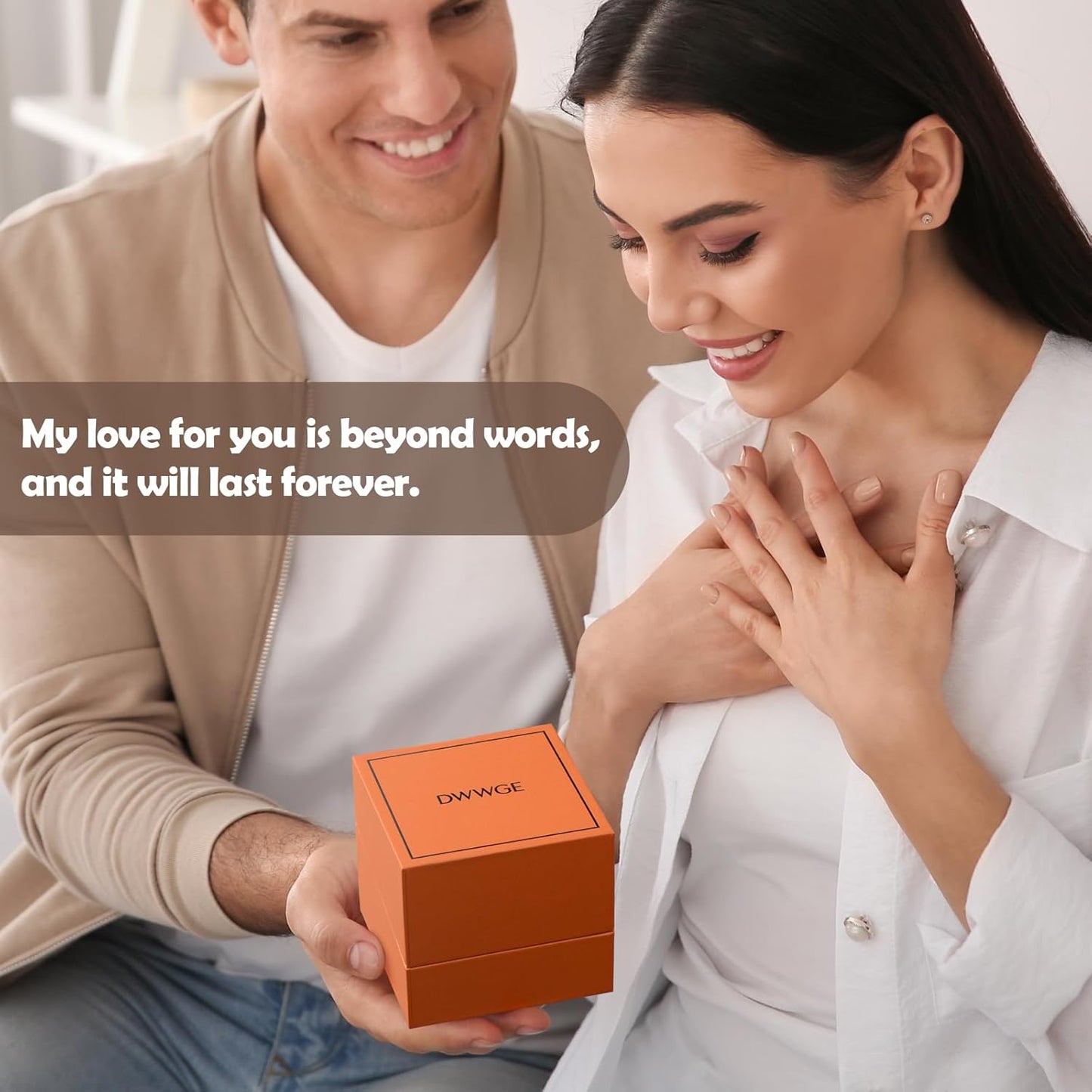 Rose Heart Pendant Necklace Gifts for Wife, Engraved 'I love you' Gift for Wife Girlfriend, Anniversary Birthday Eternity Jewelry Present for Women, Moissanite Necklace Gift for Her