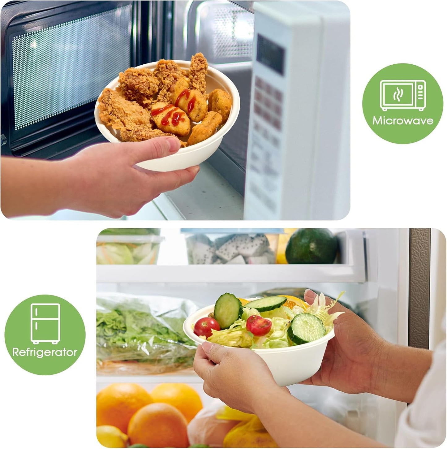 ECOLipak 20 OZ 150 Count Paper Bowls, Disposable Compostable Large Soup Bowl, Heavy Duty Bagasse Bowls for Family Lunch, Dinner Meals, Camping, Party