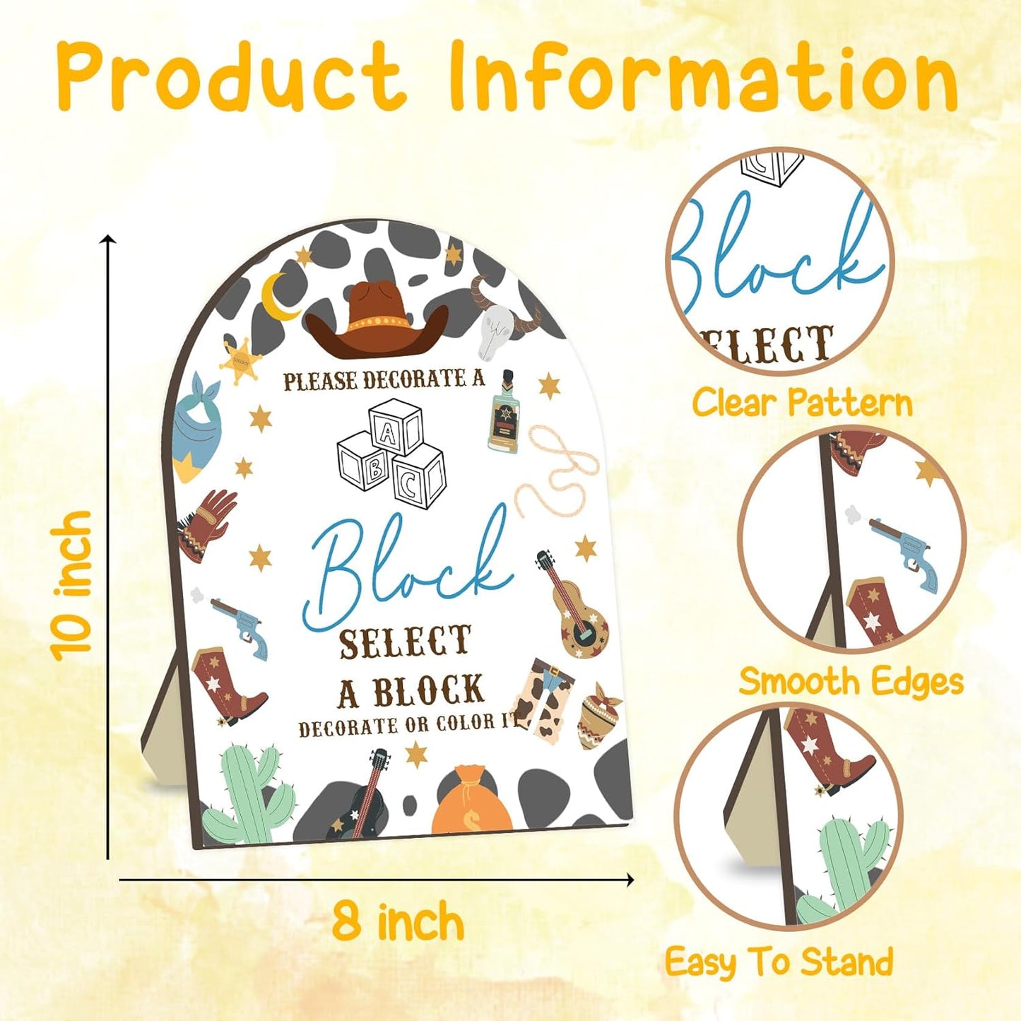 Cowboy Baby Shower Games Kit, Wild Western Baby Shower Decor, Cowboy Babies Games with 50 Blank Wooden Blocks, 24 Acrylic Paint Marker and Wooden Sign, Wild Western Games Blocks Sign for Boys Girls