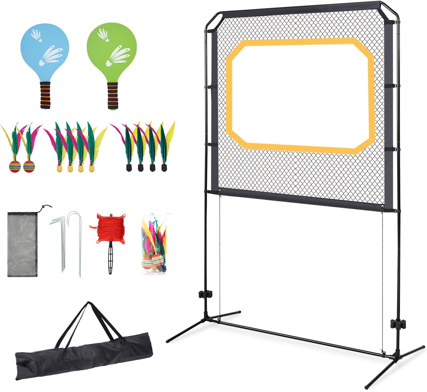 MOLACHI Paddle Game with Net, Giant Yard Shuttlecocks Game Set,Like Badminton Nets, Indoor & Outdoor Friendly Backyard Activities Games for Adults and Family