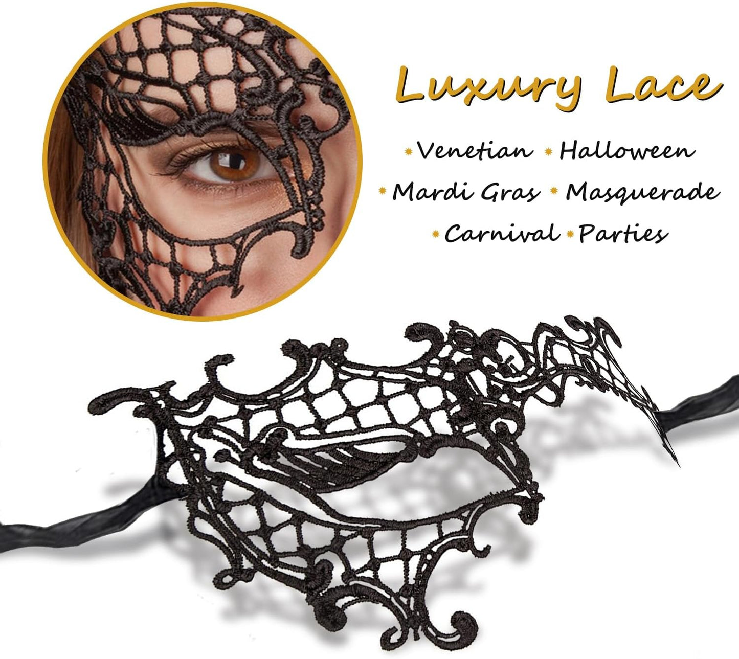 Masquerade Mask for Women Lace Masks for Venetian Party Costume Halloween Carnival