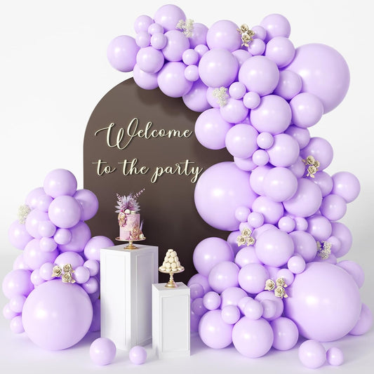 Purple Balloons 125 pcs Lavender Balloons Light Purple Balloon Different Sizes of 18 12 10 5 Inch Pastel Purple Balloon Arch Kit Balloon Garland for Birthday Party Baby Shower Wedding