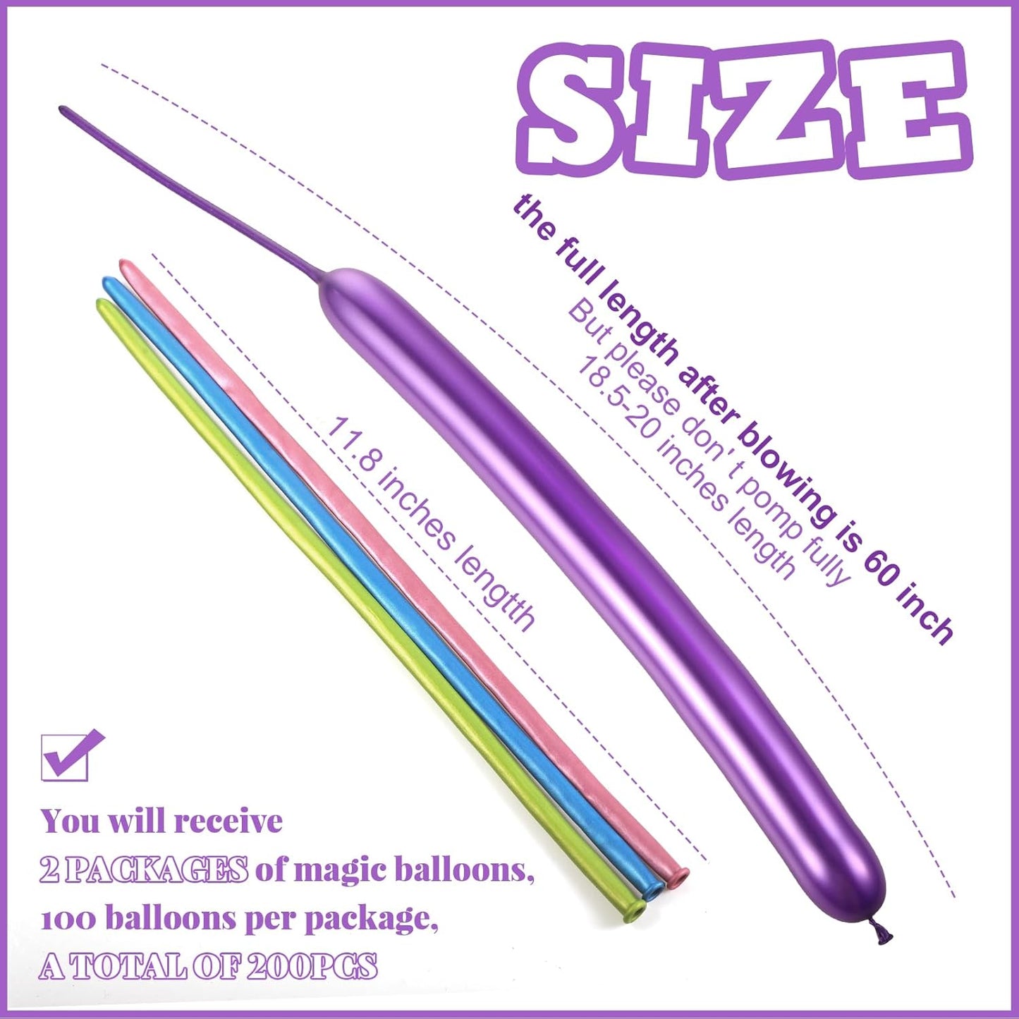 Sratte 200 Pcs Graduation 260 Long Balloons Mixed Colors Thickening Latex Long Twisting Animals Balloons for Arch Garland Birthday Wedding Party Decoration(Metallic Colors)