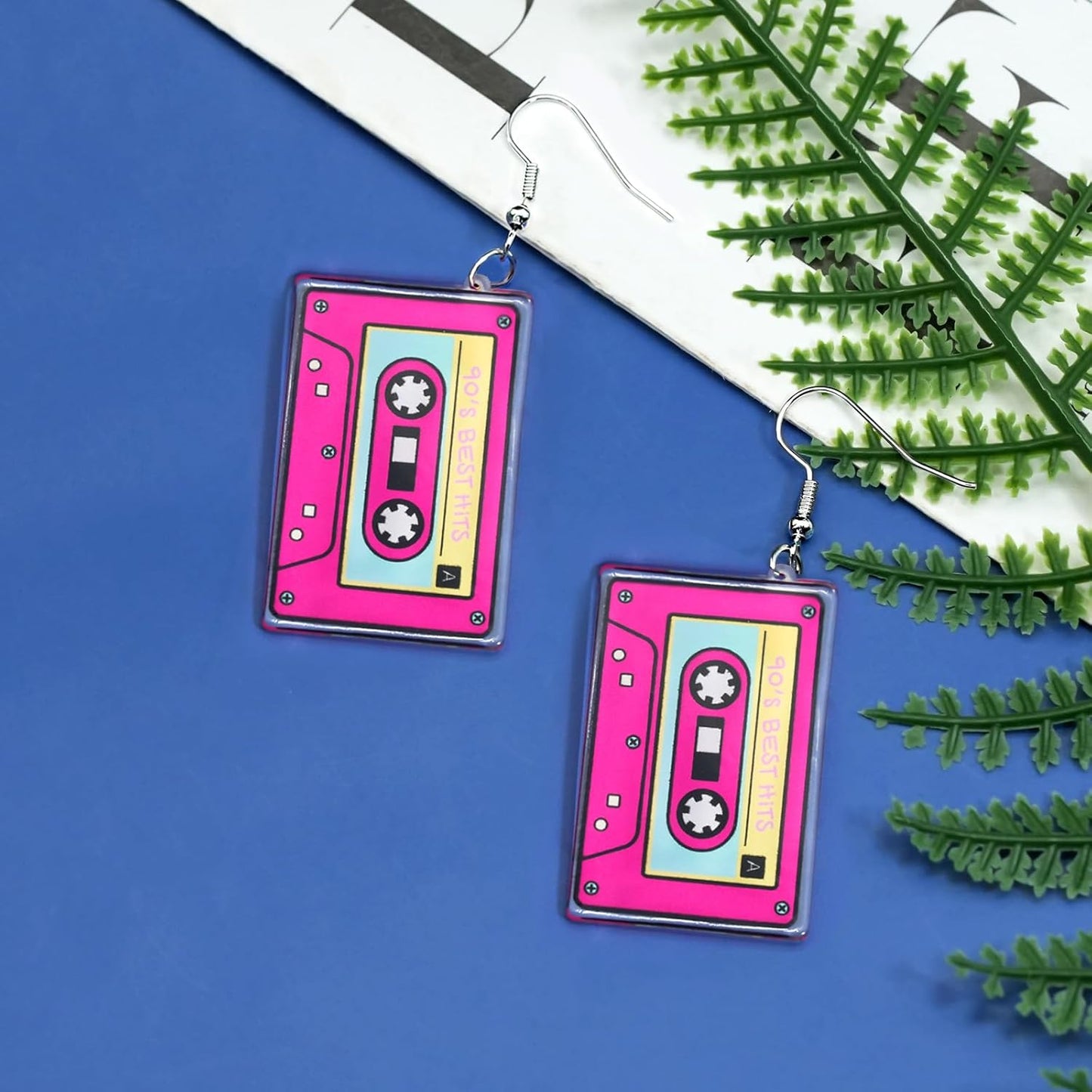 80s 90s Retro Cassette Tape Neon Earrings for Women Acrylic Radio Earring Set for 80s 90s Accessories Cosplay Party Jewelry Gifts