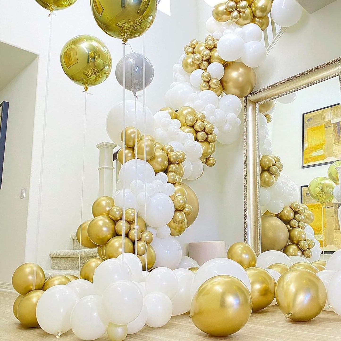 PartyWoo Metallic Gold Balloons 128 pcs Different Sizes Pack of 18 12 10 5 Inch, Chrome Gold Balloon Arch Kit Garland for Birthday Graduation Baby Shower Wedding Party Decorations Gold-G101