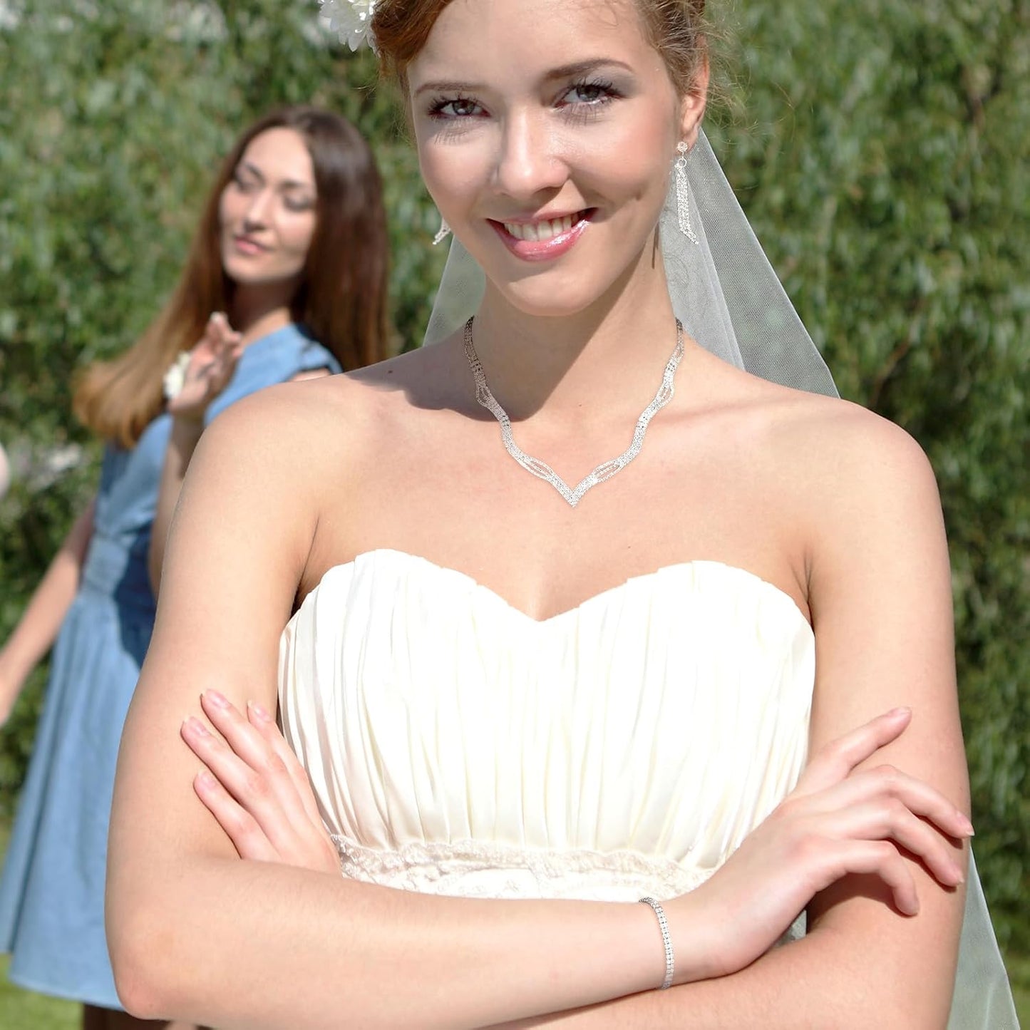 Prom Earrings Necklace Bracelet Set Elegant Crystal Rhinestone Necklace Earrings Bracelet Bridal Wedding Prom Dresses Costume Outfit Gold Jewelry Sets for Women