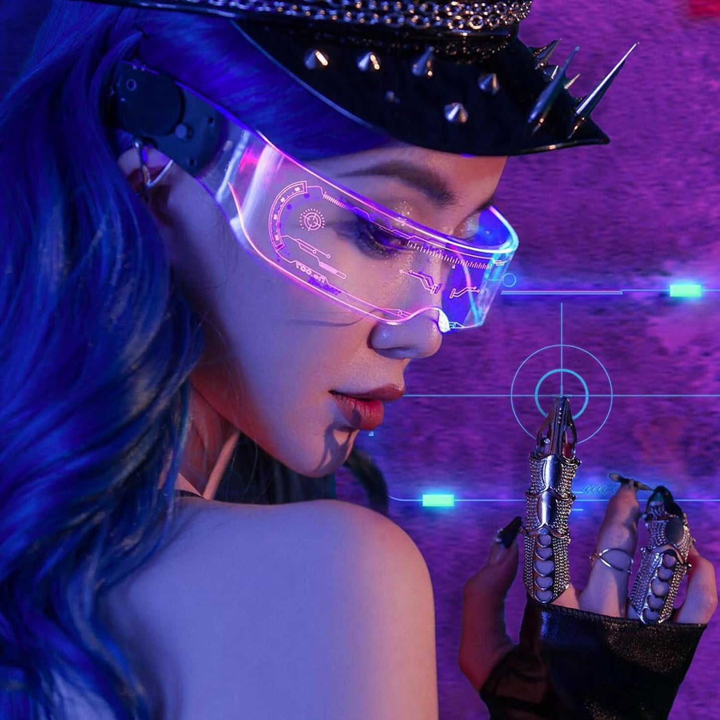 GLITCHCORE light up glasses 7 Colors and 4 Modes Led Visor Cyberpunk glow in the dark glasses Cosplay Party Bar
