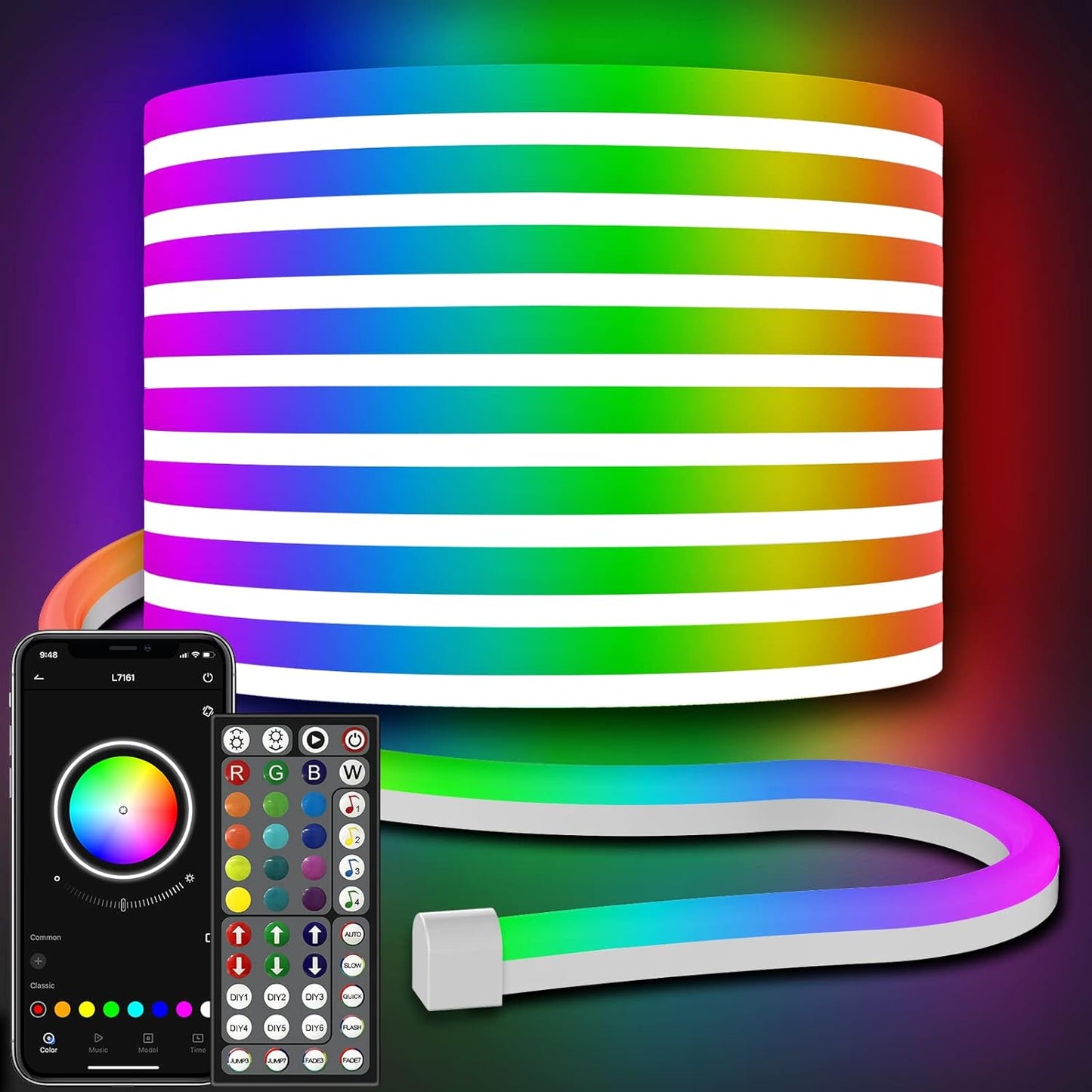 AILBTON 30FT Led Neon Rope Lights Control with App/Remote,Flexible Led Rope Light,Multiple Modes,IP65 Outdoor RGB Lights Waterproof,Music Sync Gaming Led Neon Strip Light for Bedroom Decor