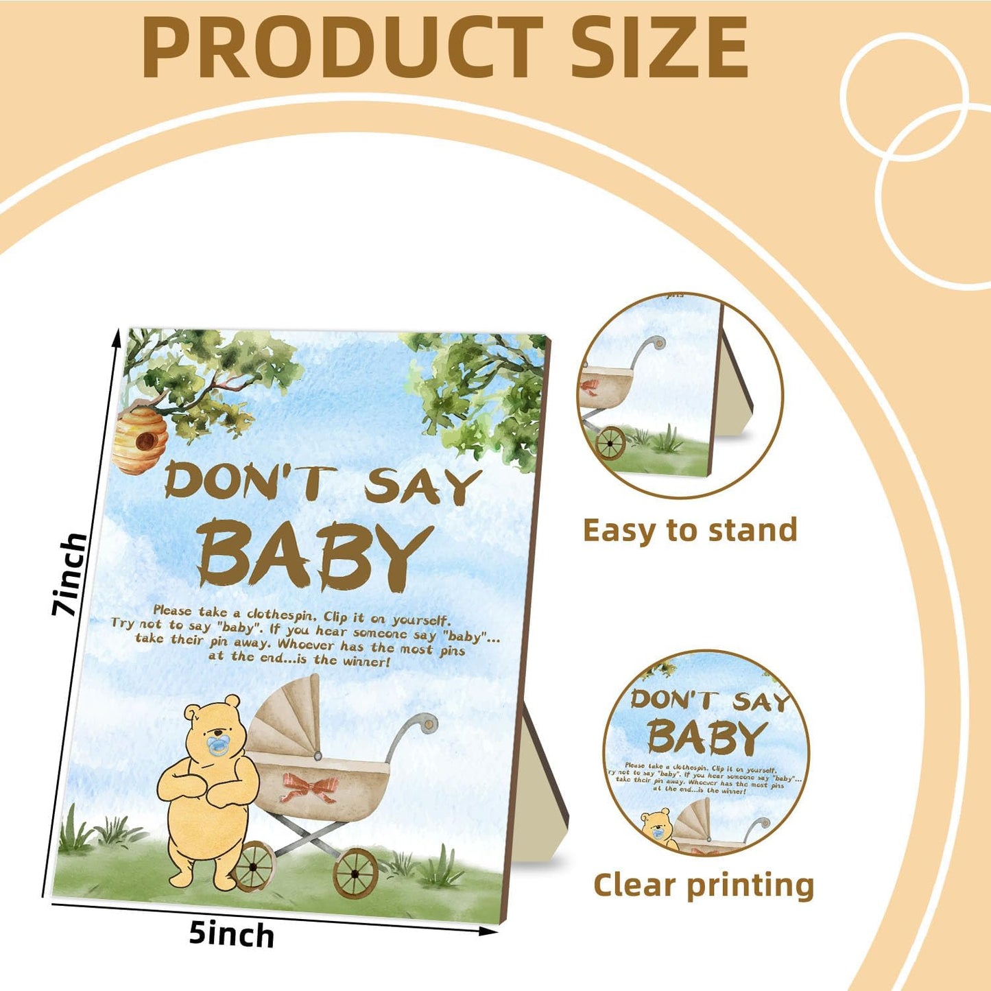 Winnie the Pooh Baby shower Party Decor, Don't Say Baby Game Sign, 21Pcs Baby Shower Game Set, Baby Shower Table Sign Centerpieces, Baby Shower Birthday Party Decorations Supplies