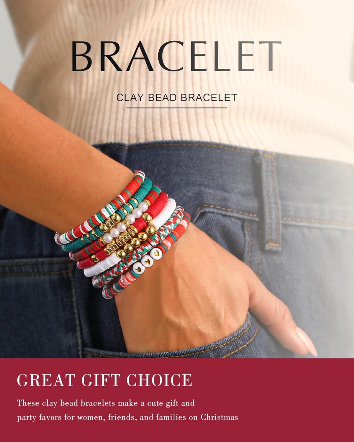 Friendship Bracelets Trendy Heishi Clay Bead Bracelets Stack Gold Beaded Stretch Bracelets for Women Boho Stackable Bracelets Bulk Cute Preppy Jewelry