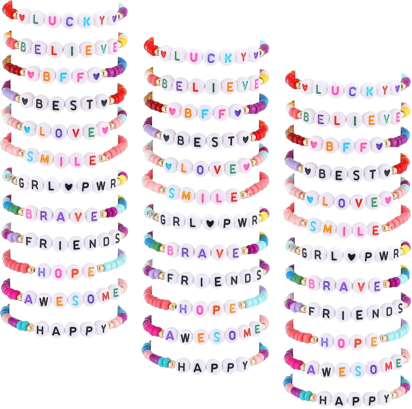 Cunno 36 Pcs Kids Friendship Bracelets for Girls Women Beads Bracelets Surfer Stretch Beaded Cute Colorful jewelry for Birthday Goodie Bag Stuffers Fillers School Gifts Party Favors(Simple Style)