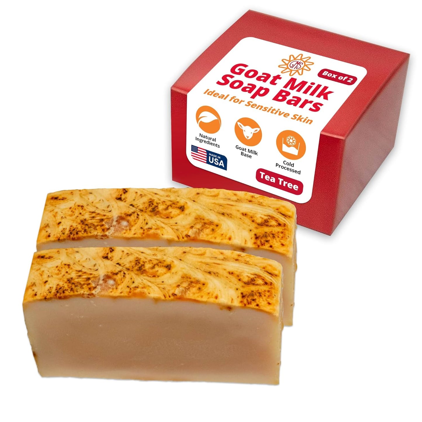Goat Milk Stuff Goat Milk Soap - TEA TREE | Natural Soap Bars For Women and Men, Face Soap for acne - Handmade (Box of 2)