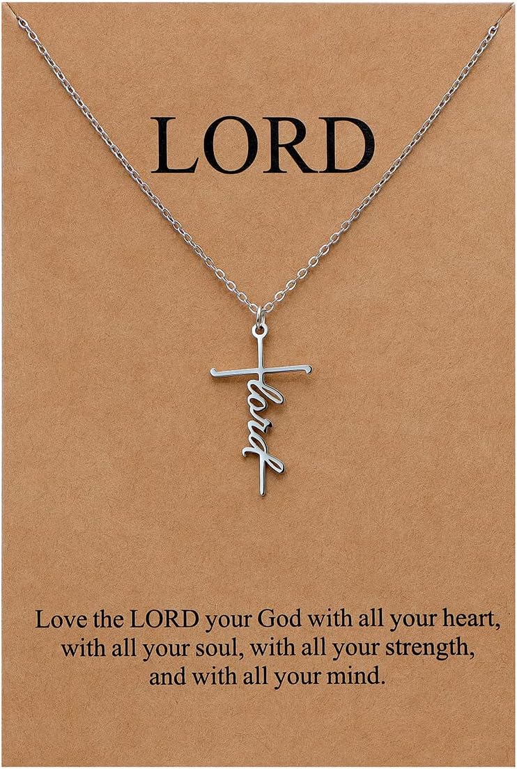 Lcherry Faith Cross Pendant Necklace for Women Religious Christian Jewelry Mother's Day Gifts for Women