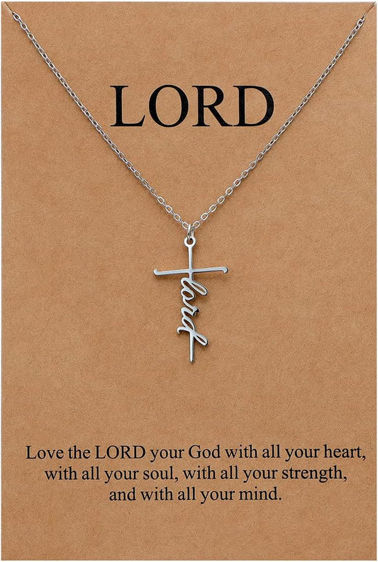 Lcherry Faith Cross Pendant Necklace for Women Religious Christian Jewelry Mother's Day Gifts for Women