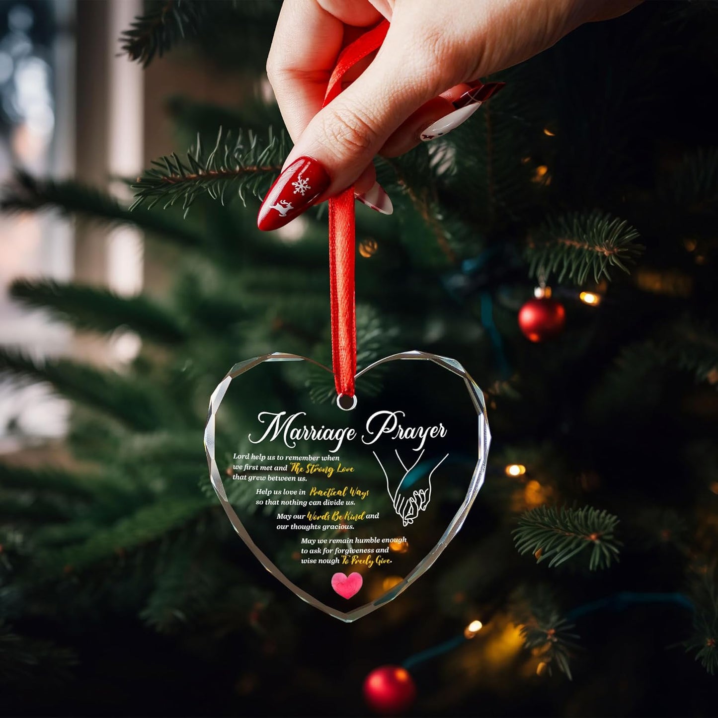 Christian Wedding Gifts for Couple 2025 - Marriage Prayer Religious Wedding Gift for Newlyweds, Married Couples Anniversary, Bride, Groom - Mr & Mrs Decor, Bridal Shower Gift - Glass Ornament (MP4)