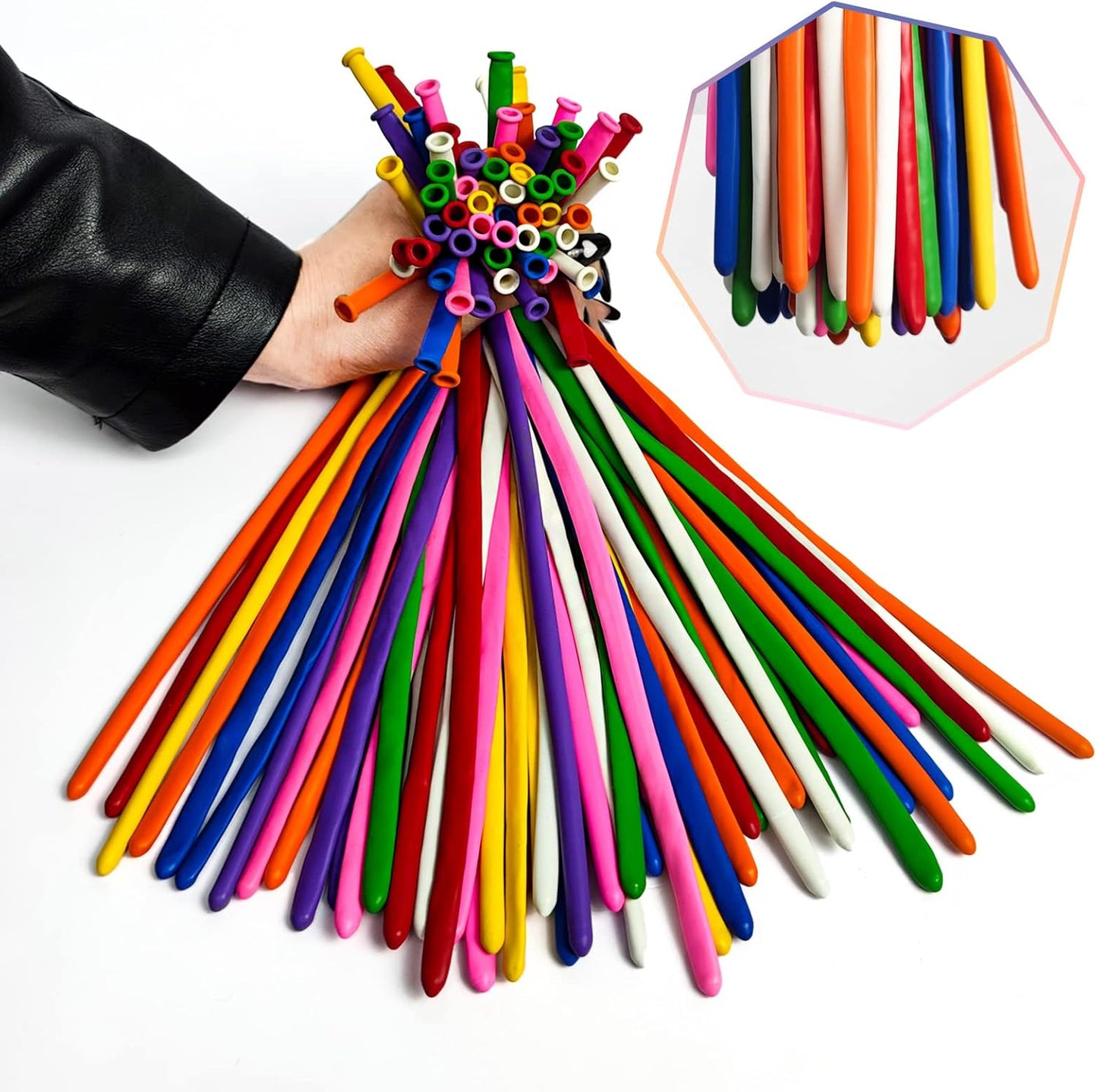 Long Balloons Animals, Thickening 260 Balloons for Tying Balloon Arch, Twisting Latex Magic Modeling Skinny Birthday for Kid‘s Party Wedding Decoartion 100pcs (Color)