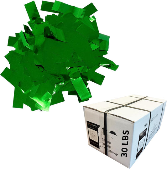 Ultimate Confetti, Rectangular Green Mylar Shiny Foil Metallic Confetti for Cannon and Launcher use - Gender Reveal Confetti for Wedding, Parties, Mother’s Day and Live Events - 30 lb, 480 oz